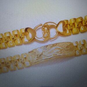 Special-designed well-carved 24K gold plated chain bracelet brand new
